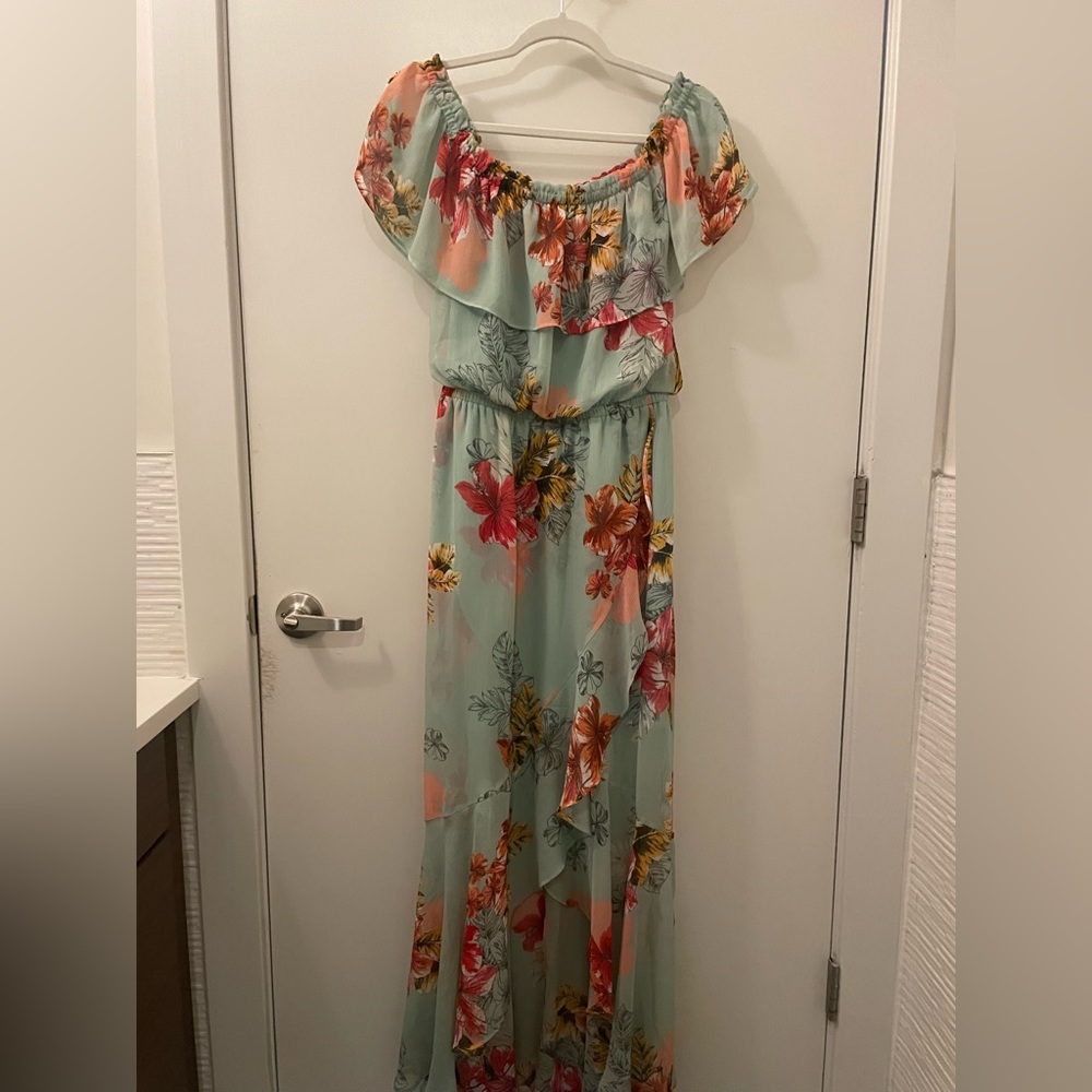 Off the Shoulder Aqua Blue Dress